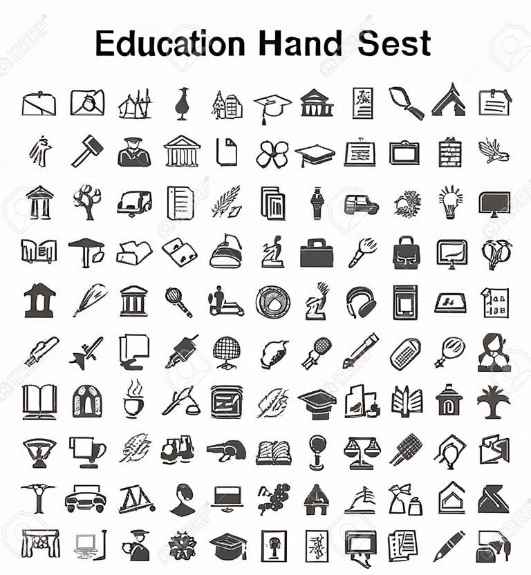 132 Eduction Hand Drawn icon  set