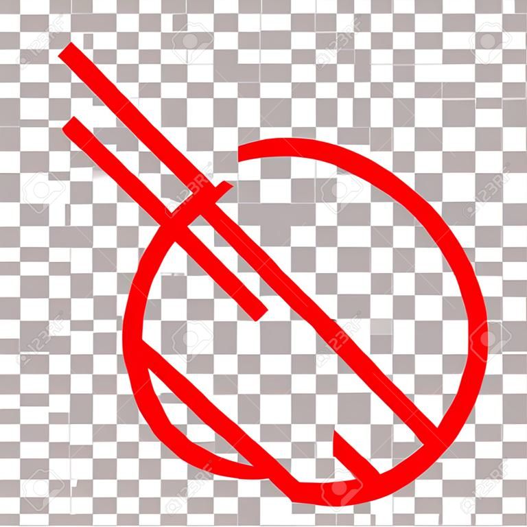Rote Stoppikone auf transparentem Hintergrund. Kein Symbol Vektor-Illustration