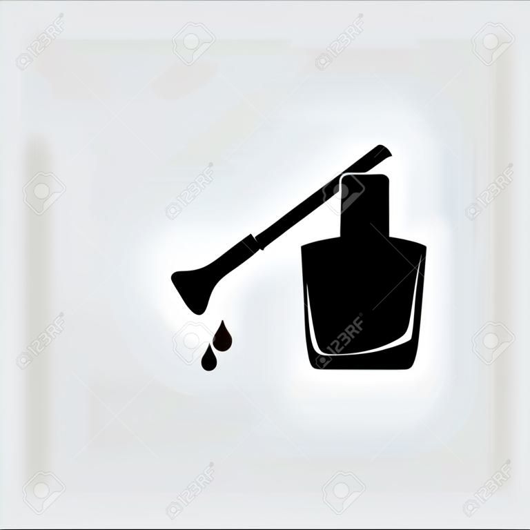 Nail polish, open bottle. Black silhouette. Vector illustration