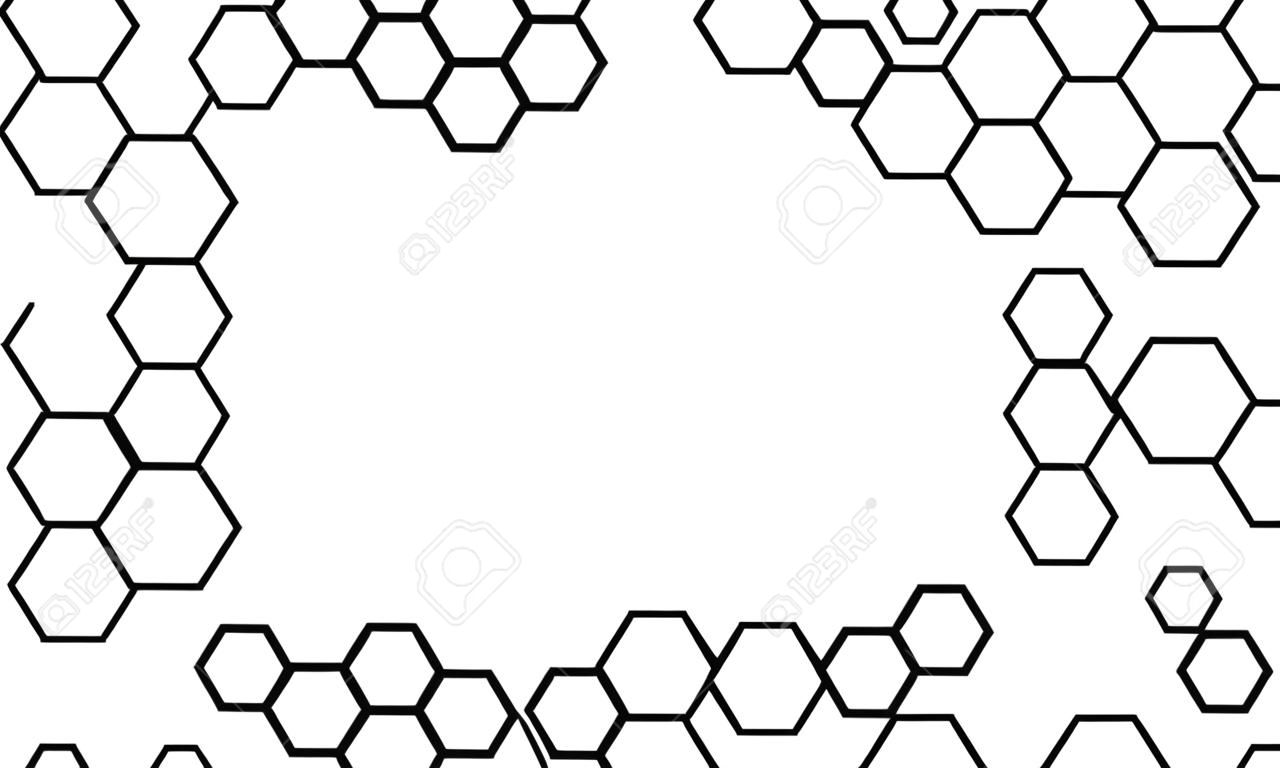 Honey abstract background, honeycomb frame, line pattern with comb. Editable stroke. Vector illustration