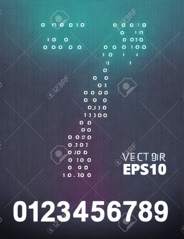 Numer 0-9, czcionki z kodu binarnego aukcji, wszystkie cyfry