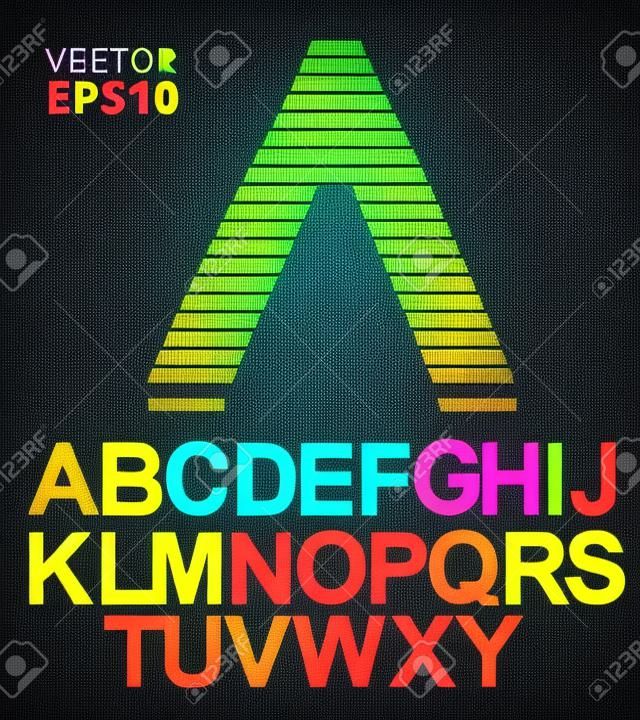 Letter A-Z, font from binary code listing, all alphabet