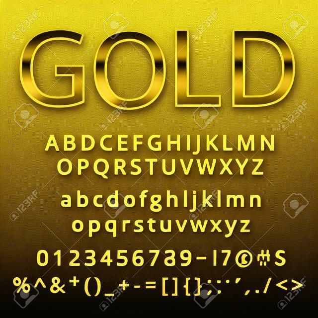 Золото письмо, алфавитные шрифты с цифрами и символами.