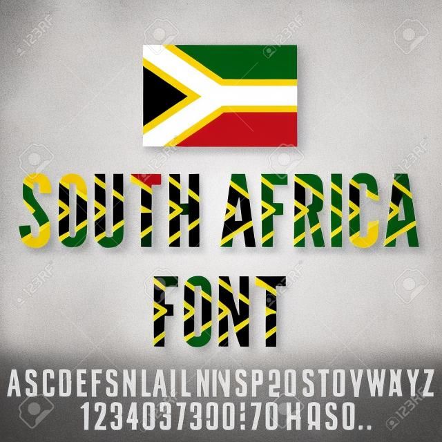 南非國旗平面風格化字體。字母和數字矢量集
