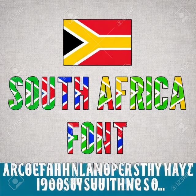 南非國旗平面風格化字體。字母和數字矢量集