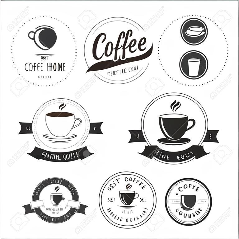 Set koffie thema monochrome etiketten