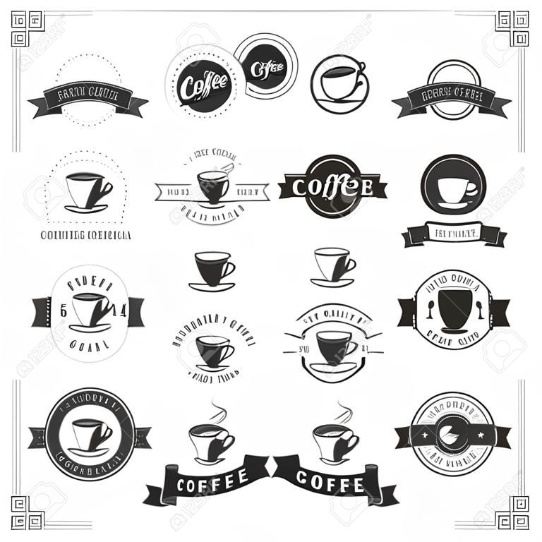 Set koffie thema monochrome etiketten