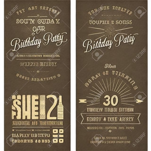 Set of adult birthday invitation vintage typographic design elements