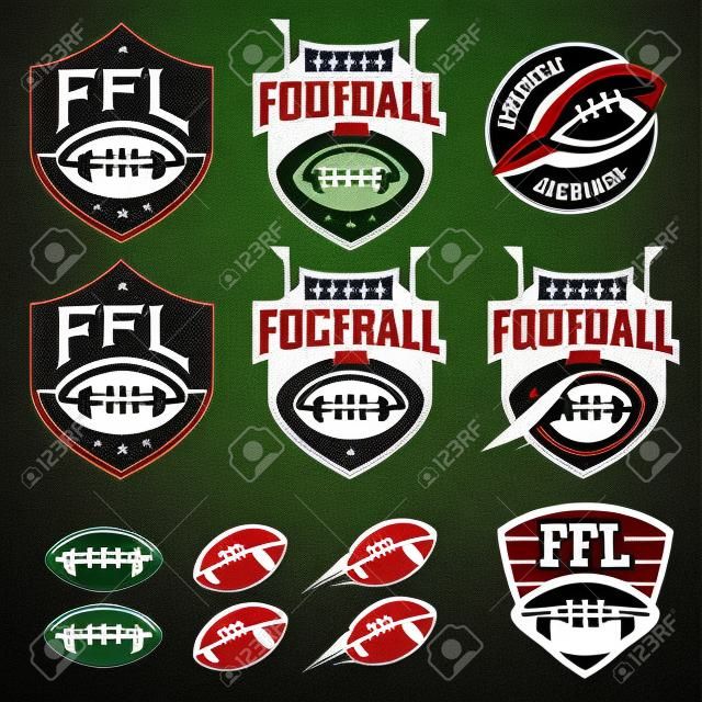American-Football-Fantasieliga Etiketten, Embleme und Design-Elemente