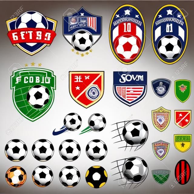 Set of football, soccer emblem design elements