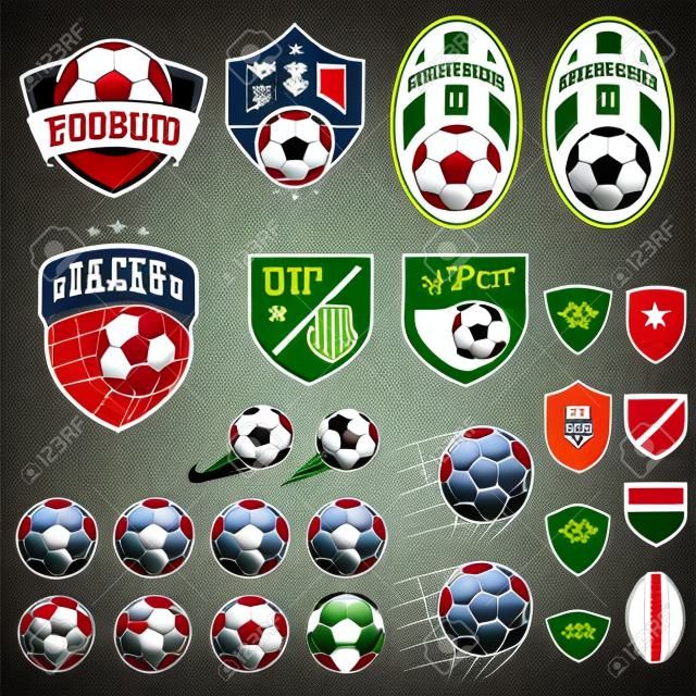 Set van voetbal, voetbal embleem ontwerpelementen
