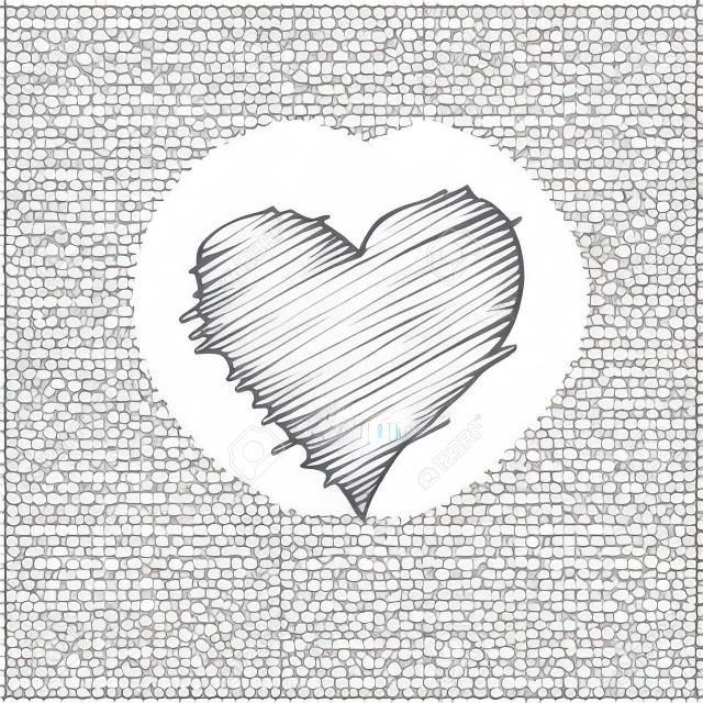 Sketched Heart pictogram vector illustratie geïsoleerd op witte achtergrond