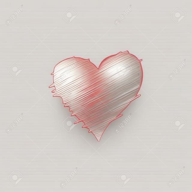 Sketched Heart pictogram vector illustratie geïsoleerd op witte achtergrond