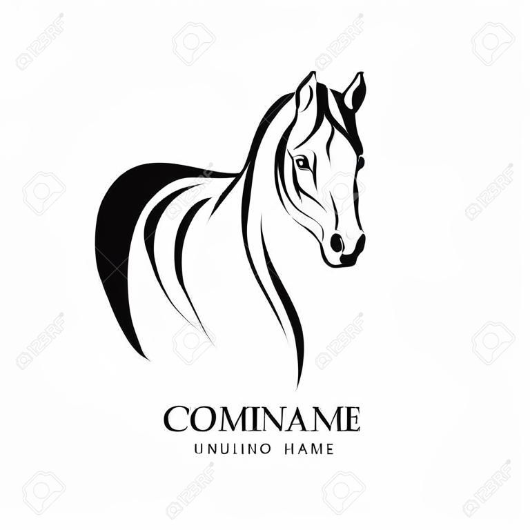 Illustration de conception de logo de cheval, vecteur de silhouette de cheval, illustration de vecteur de cheval isolé sur fond blanc