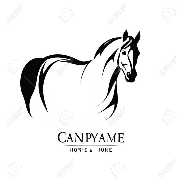 Illustration de conception de logo de cheval, vecteur de silhouette de cheval, illustration de vecteur de cheval isolé sur fond blanc