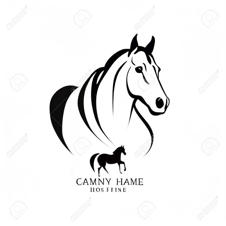 馬のロゴデザインイラスト、馬のシルエットベクトル、馬ベクトルイラストは白い背景に分離