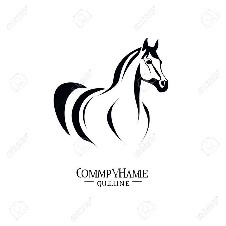 馬のロゴデザインイラスト、馬のシルエットベクトル、馬ベクトルイラストは白い背景に分離