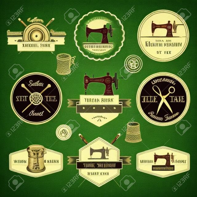 Set di etichette d'epoca su misura, emblemi e gli elementi progettati