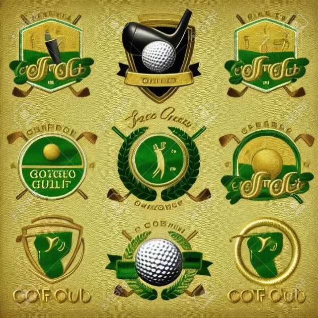 ビンテージ ゴルフ エンブレム、ラベル、バッジとロゴのセットです。
