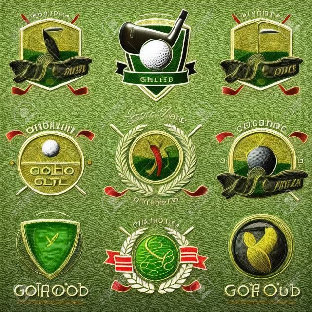 Zestaw rocznika emblematy Golf, etykiet, odznak i znaków graficznych.