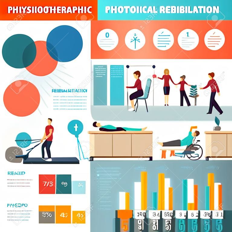 Fizioterápia és Rehabilitációs infografika