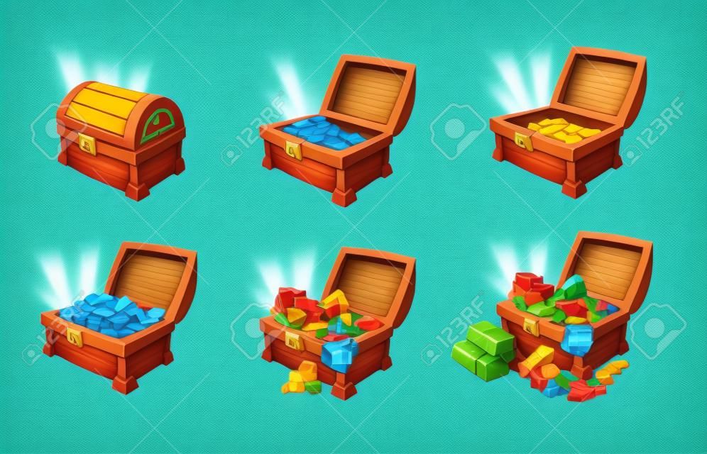 Isometric Treasure Chests Animation Set