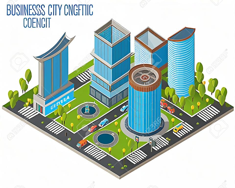 Isometric Business City Concept