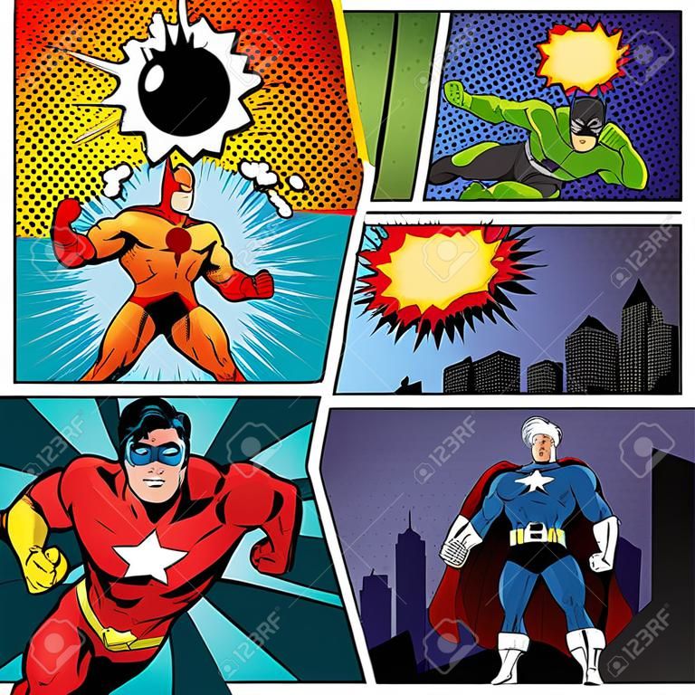 Plantilla de página cómica de superhéroes