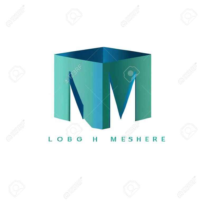 MM letter with cube 3d - logo design vector