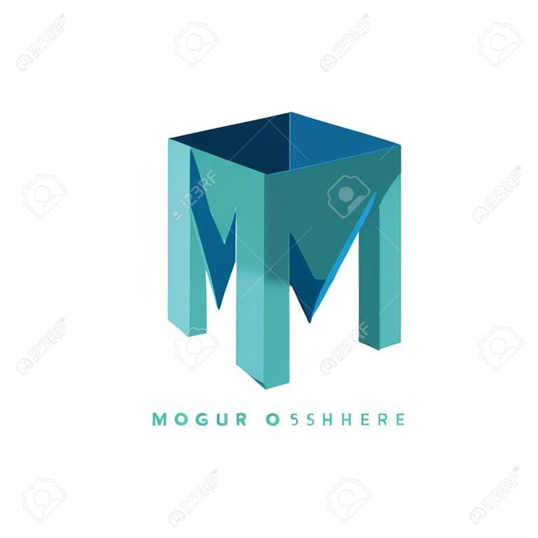 MM letter with cube 3d - logo design vector