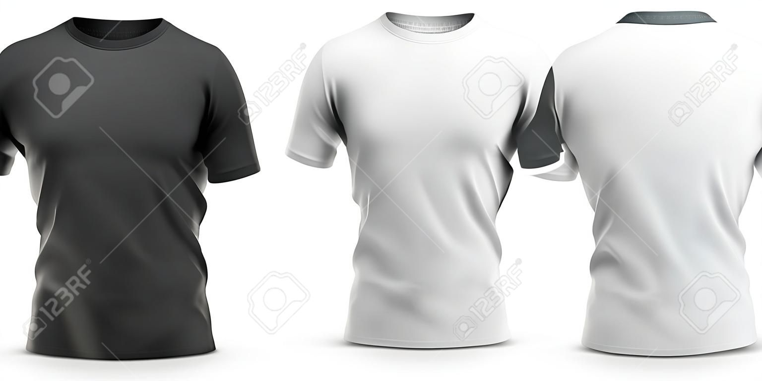 Men's t shirt with round neck and raglan sleeves. 3d rendering. Clipping paths included: whole object, collar, sleeve. Isolated on white background. Shadows and highlights mock-up templates.