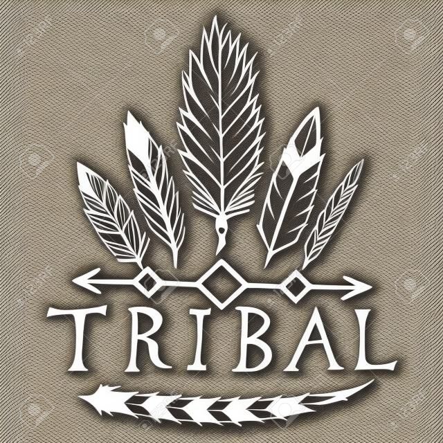 Elementos de diseño vectorial dibujados a mano en el estilo tribal. Vintage mano dibujada elemento de diseño tribal.
