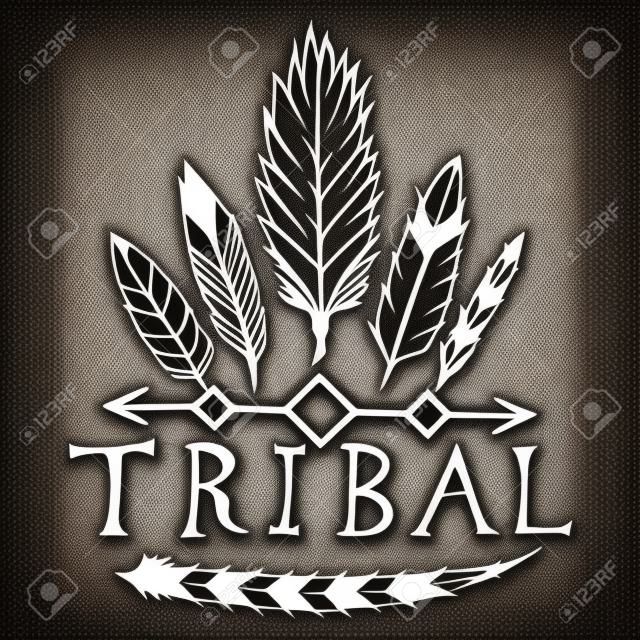 Elementos de diseño vectorial dibujados a mano en el estilo tribal. Vintage mano dibujada elemento de diseño tribal.