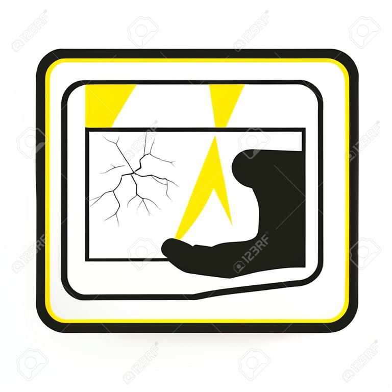 Danger sign. Broken glass. Vector icon.