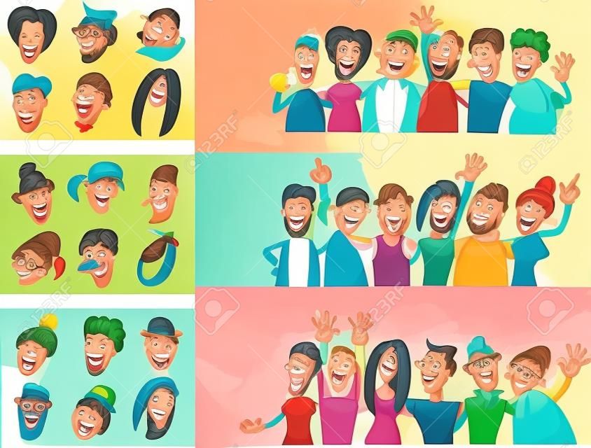 ilustración de dibujos animados de personas felices gran conjunto