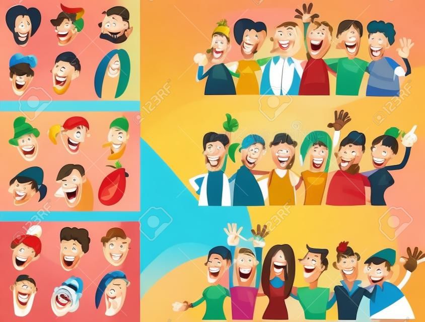 ilustración de dibujos animados de personas felices gran conjunto