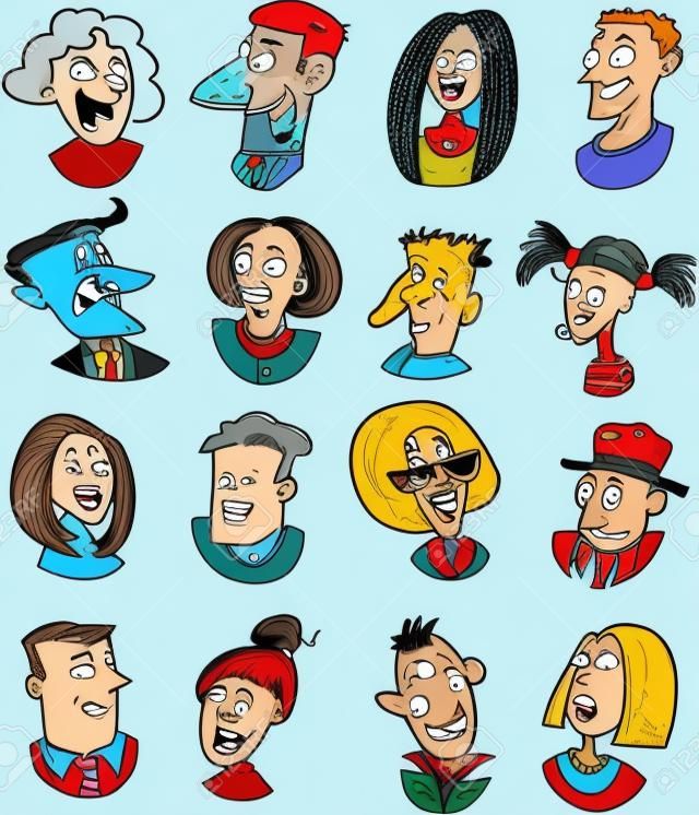 ilustración de dibujos animados de personajes de diferentes personas y las emociones