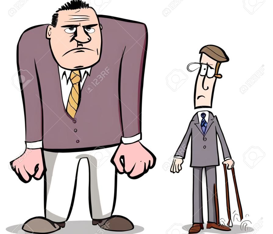 Cartoon ilustraciones de dos grandes empresarios y Thin Uno