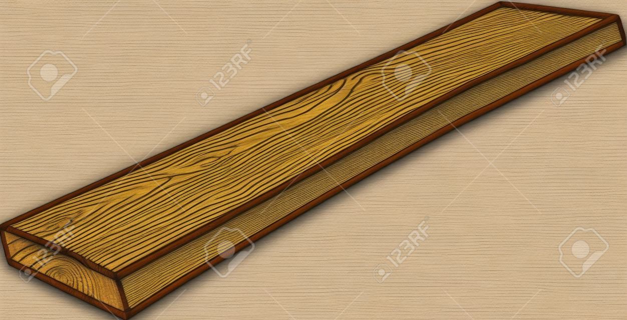 Cartoon Illustration of Wooden Plank or Board Clip Art