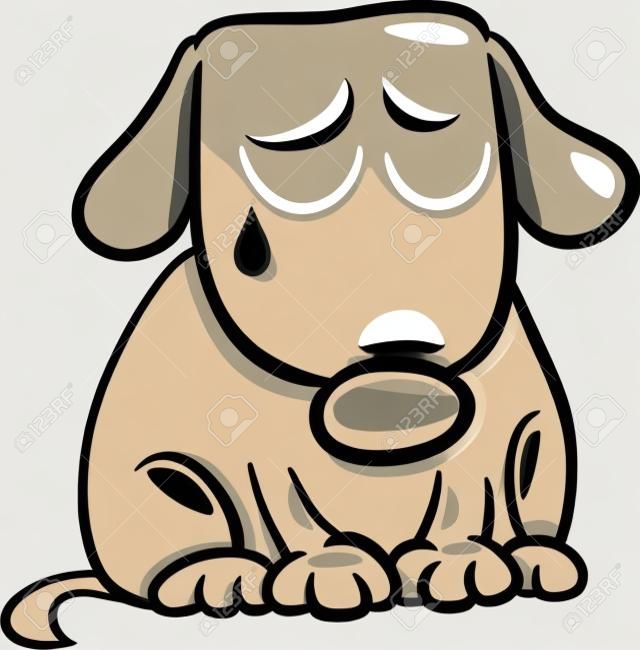 Cartoon Illustration of Cute Sad Dog or Puppy