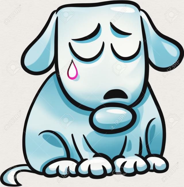 Cartoon Ilustracja Cute pies smutna lub Puppy