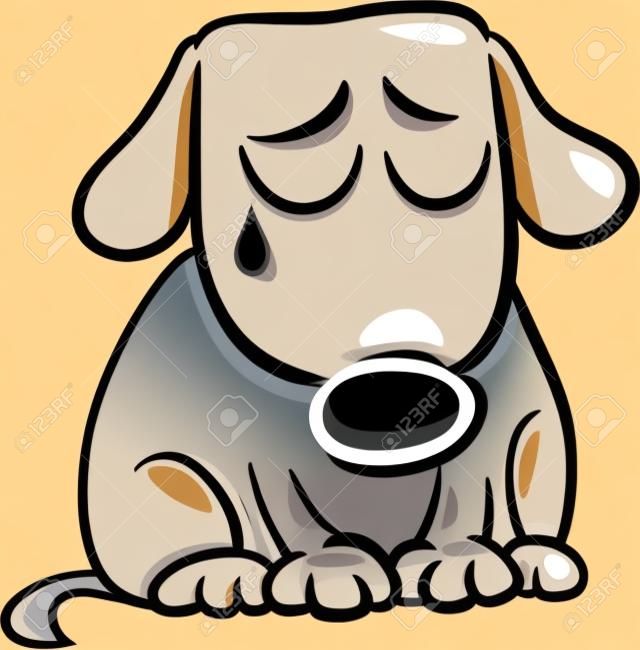 Cartoon Illustration of Cute Sad Dog or Puppy