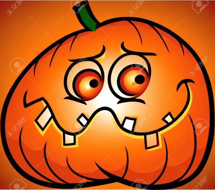 Cartoon Illustration of Halloween Jack Lantern Pumpkin