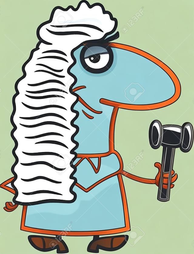 Cartoon Illustration of Funny Judge Law Occupation Character