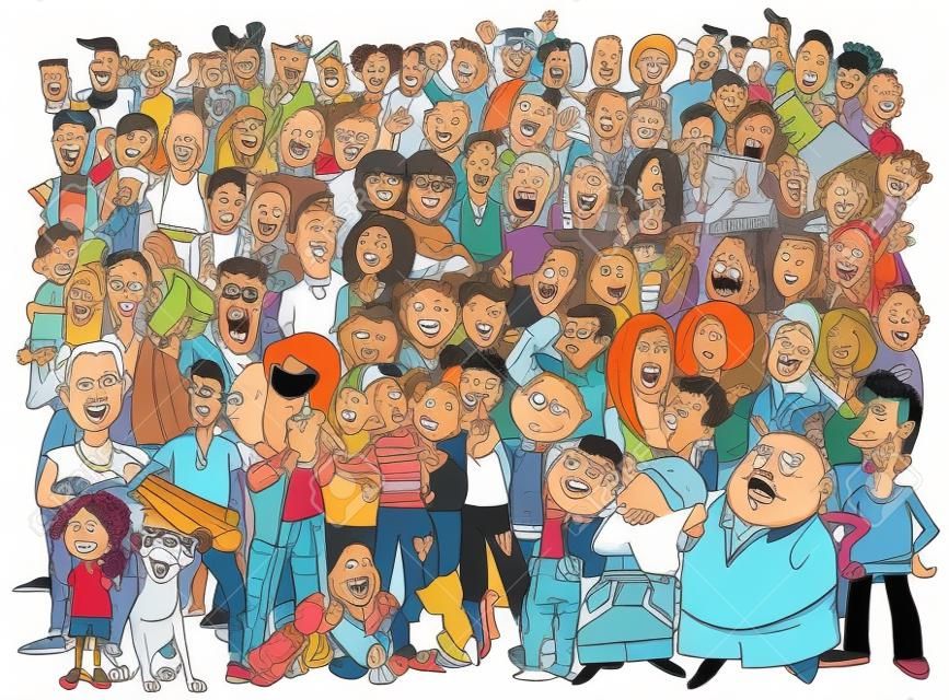 Ilustracja Cartoon People Group w tłumie