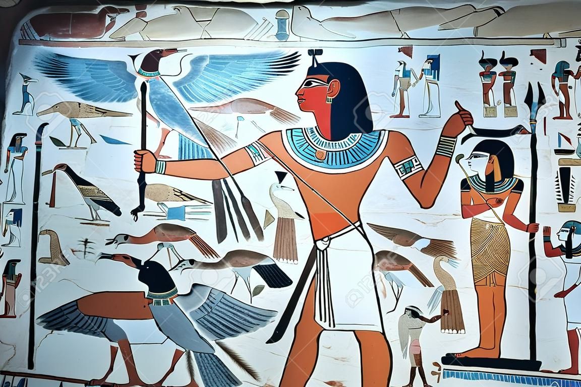 Egipt Hieroglify w dolinie Królów bliska szczegółów