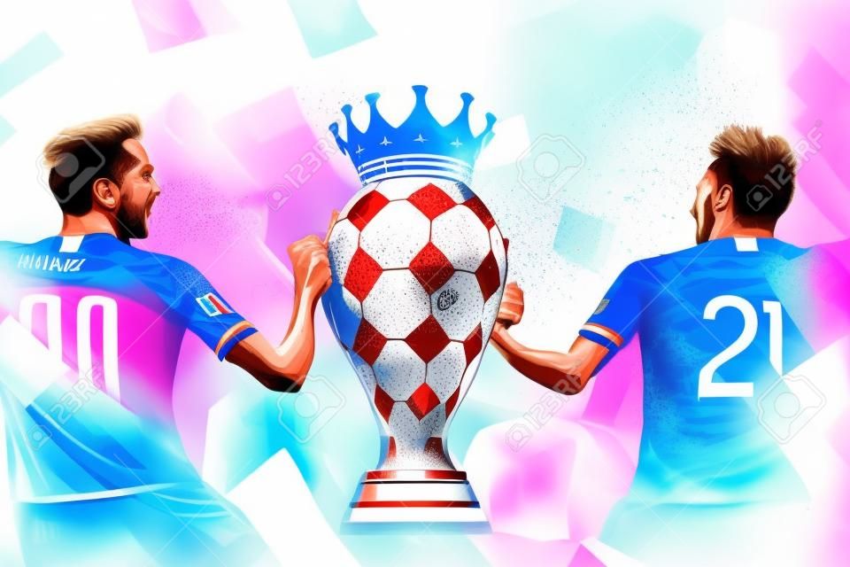 croatia soccer team winning cup illustration genrative ai