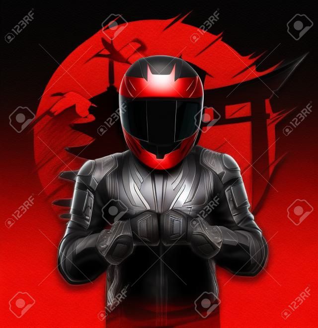 rider front view japanese art background