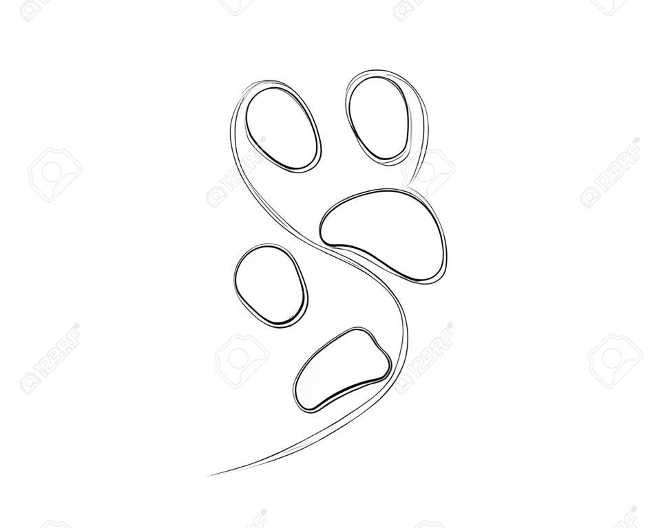 line art illustration pet care, dog footprint. Dog paw tattoo idea