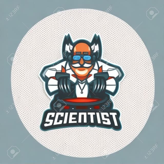Vector do projeto do logotipo do mascote do cientista com estilo moderno do conceito da ilustração para o emblema, o emblema e a impressão da camisa do t. Ilustração do cientista para o esporte e a equipe do esport.